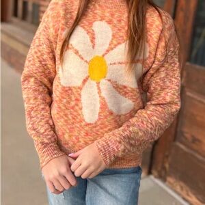 Cozy Knit Sweater with Daisy Design